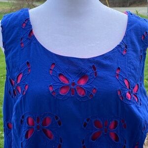 Hatley Blue Pink Sleeveless Scoop Neck Midi Sundress Size 14